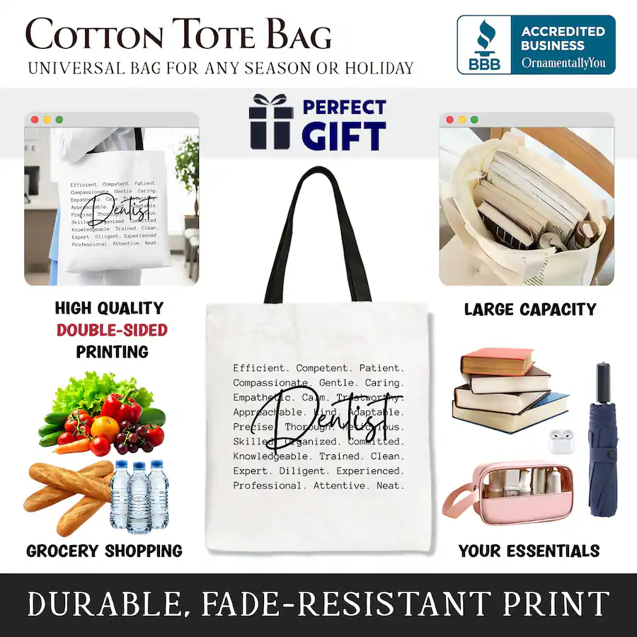 OrnamentallyYou Dentist Definition Canvas Tote Bag, Dental Appreciation ...
