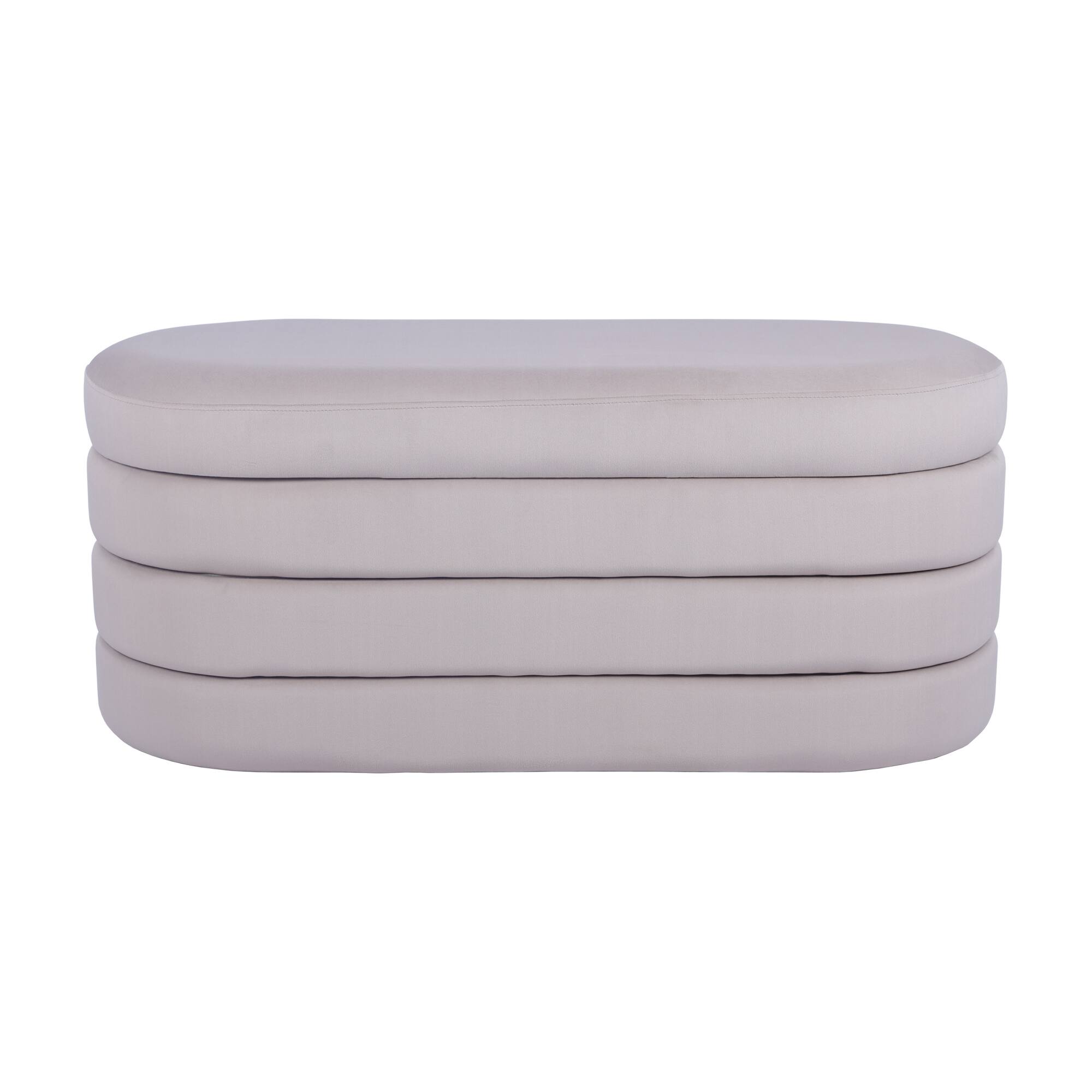 Alt View 2. GOODSILO - Luxury Velvet Storage Ottoman Bench for Elegant Home Decor and Practical Seating - Taupe.