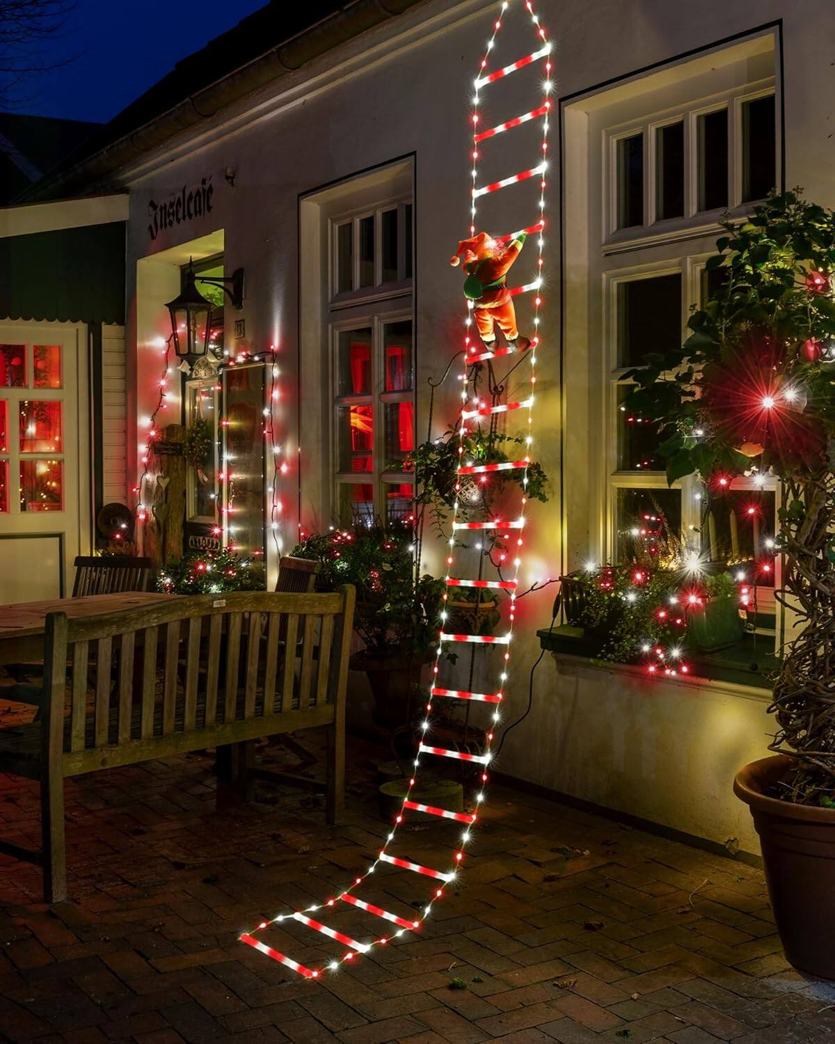MOSZAR LLC - Christmas Ladder Lights, 9.8ft, 298 LED, Outdoor/Indoor - Colorful