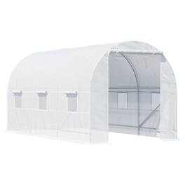 Outsunny - 15' x 7' x 7' Walk-In Tunnel Greenhouse, Large Garden Hot House Kit with 6 Roll-up Windows & Roll Up Door
