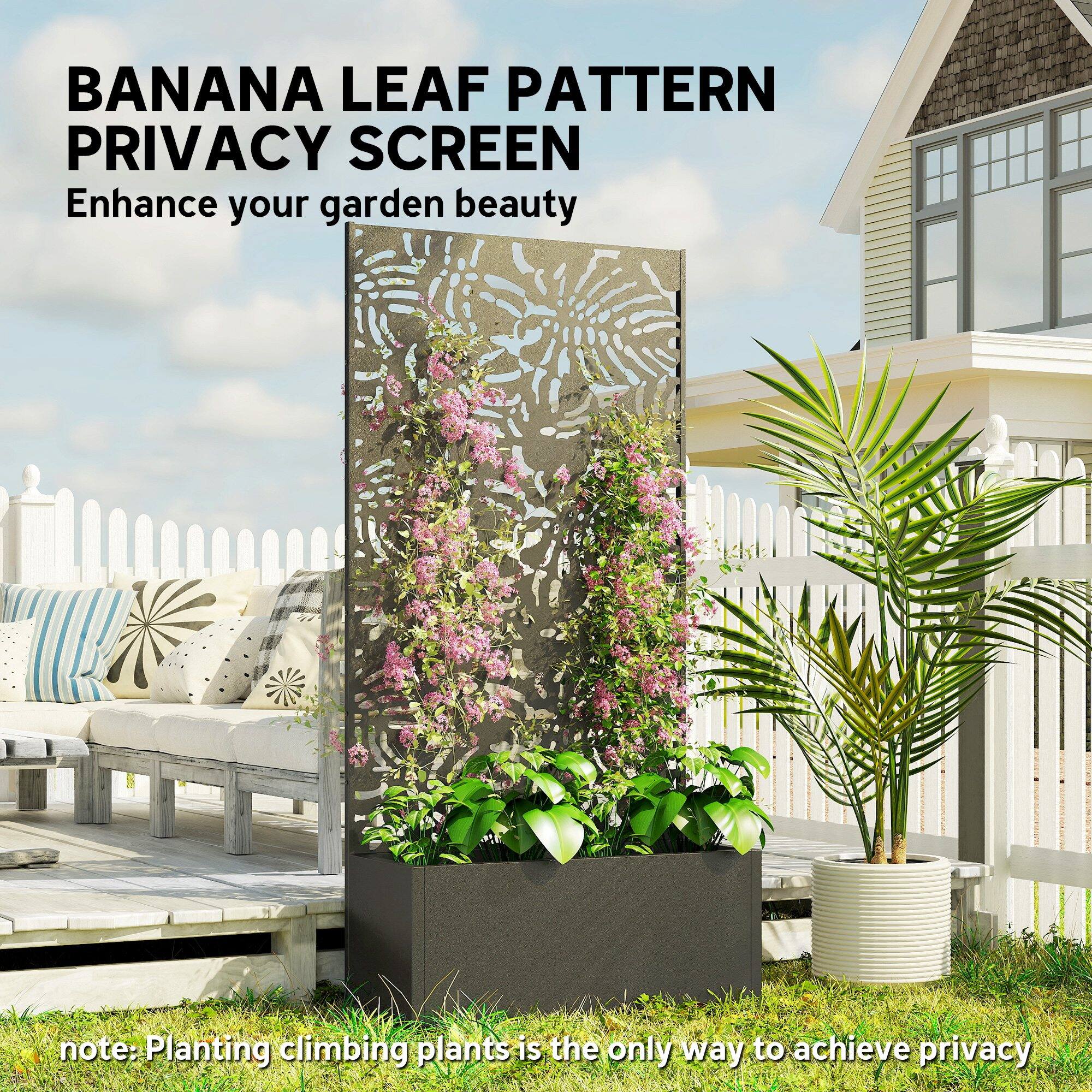 BANANA LEAF PATTERN PRIVACY SCREEN  
Enhance your garden beauty  

note: Planting climbing plants is the only way to achieve privacy