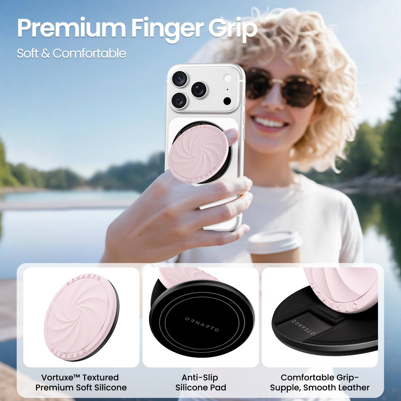 Premium Finger Grip  
Soft & Comfortable  

Vortex™ Textured Premium Soft Silicone  
Anti-Slip Silicone Pad  
Comfortable Grip - Supple, Smooth Leather