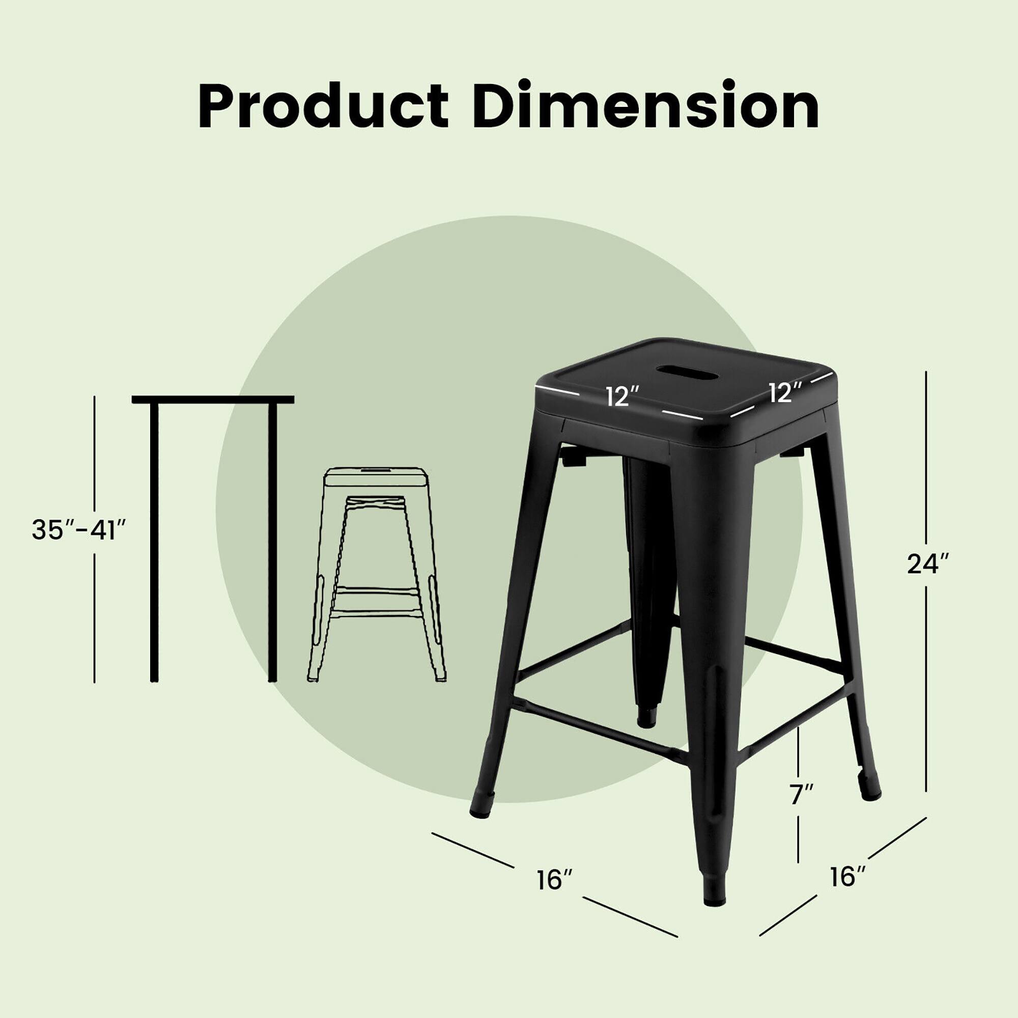 Gymax 24'' Set of 4 Barstool Counter Height Metal Bar Stool