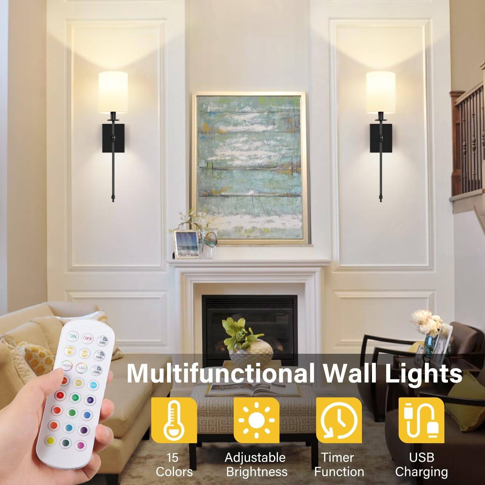 Multifunctional Wall Lights

- 15 Colors
- Adjustable Brightness
- Timer Function
- USB Charging