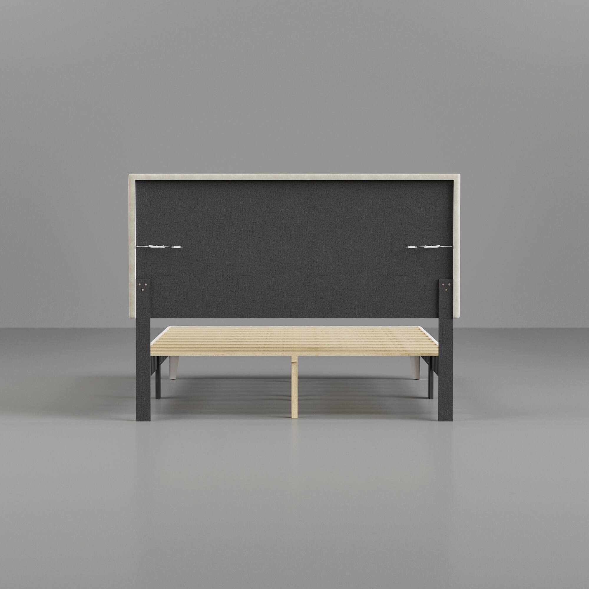 Back. Famapy - Famapy Upholstered Bed Frame - Tufted Headboard, Sturdy Slats, Modern Design - White.