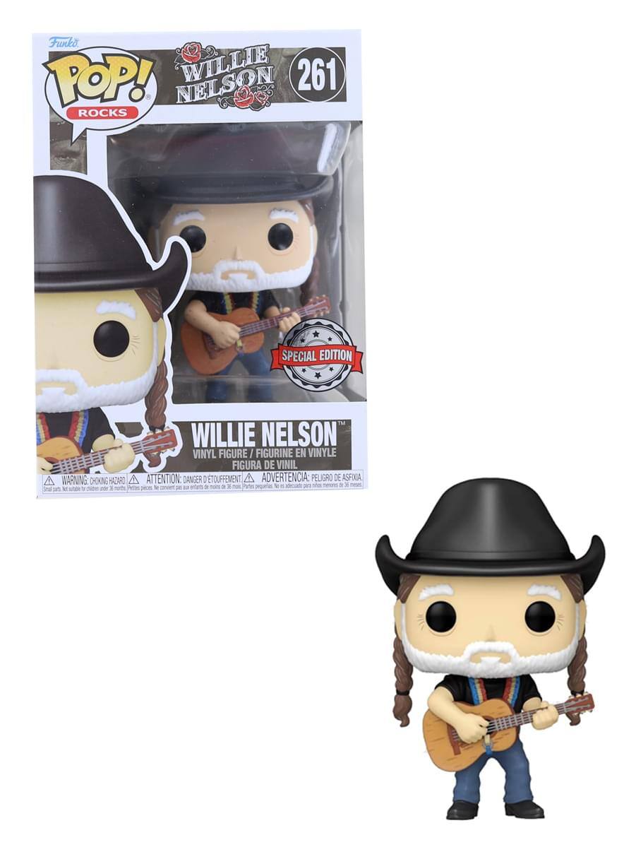 Funko POP!  
Willie Nelson  
261  
Rocks  

Special Edition  

Willie Nelson  
Vinyl Figure / Figurine en Vinyle / Figura de Vinil  

Warning: Choking Hazard - Small parts. Not for children under 3 years.  
Attention: Danger d'étouffement - Risque d'étouffement. Ne convient pas aux enfants de moins de 3 ans.  
Advertencia: Peligro de asfixia - No es adecuado para niños menores de 3 años.
