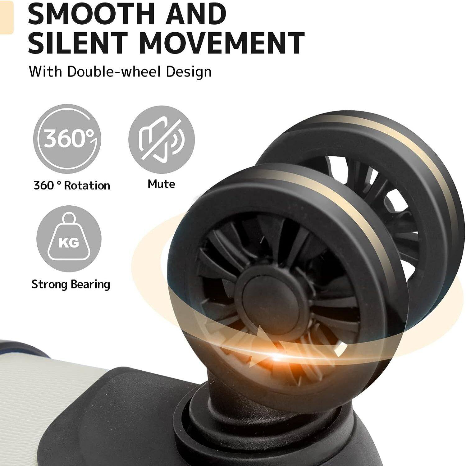 SMOOTH AND SILENT MOVEMENT  
With Double-wheel Design  

360° Rotation  
Mute  
Strong Bearing