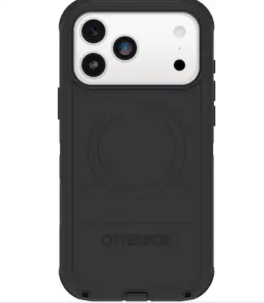 Front. OtterBox - iPhone 17 Pro Max Defender Series Pro for MagSafe with Camera Control - Black.