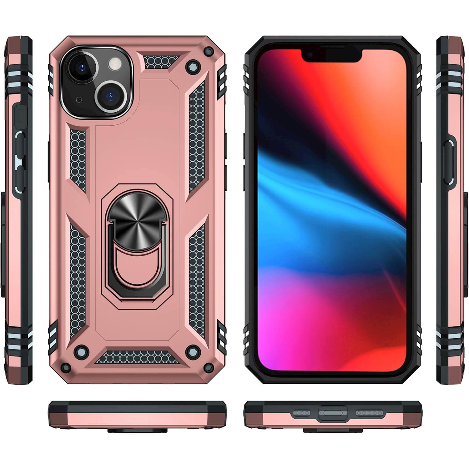 Alt View 11. SaharaCase - Kickstand with Belt Clip Case for Apple iPhone 13 and iPhone 14 - Rose Gold.