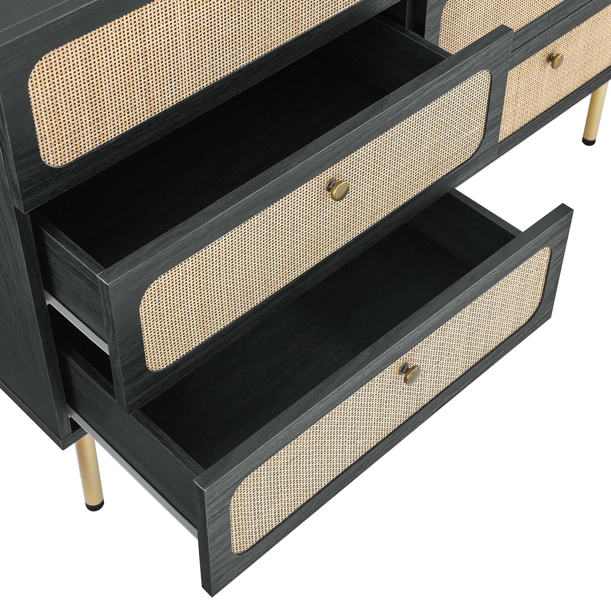 Alt View 3. Modway - Chaucer 6-Drawer Compact Dresser by Modway - Black.