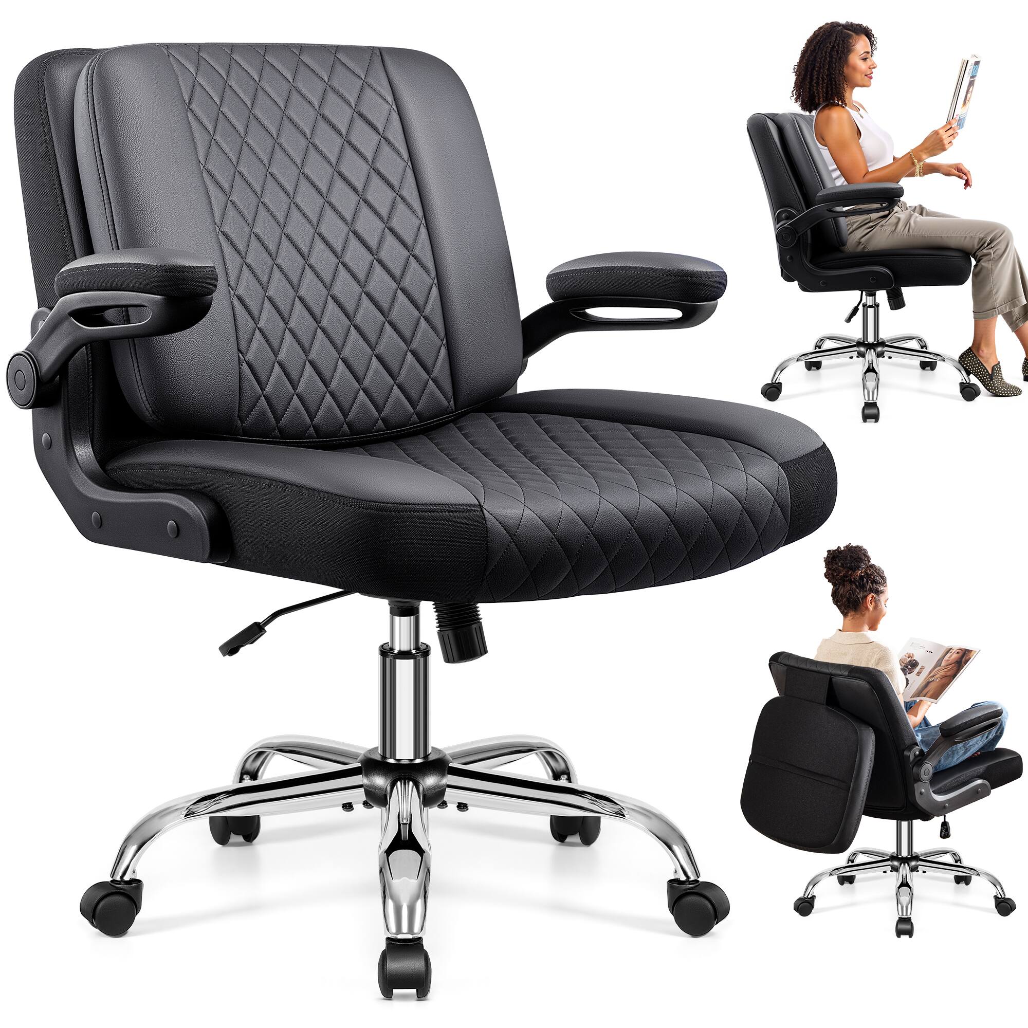 KERDOM Ergonomic Home Office Chair with Flip Backrest Arms
