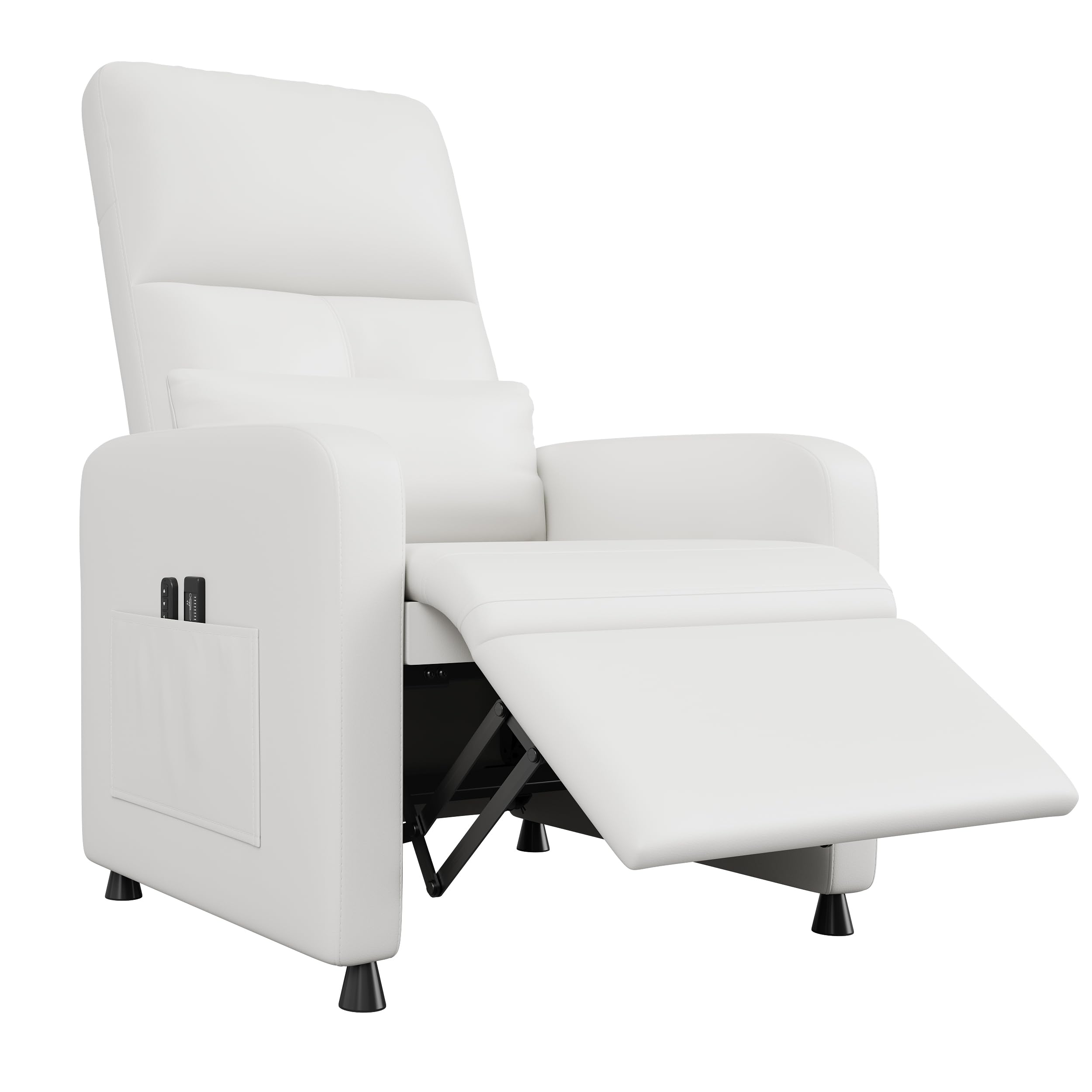 Front. Acekool - Power Recliner Chair with Memory Remote, Adjustable PU Leather Electric Recliner with USB Port, Tall Back & Side Pockets - White.