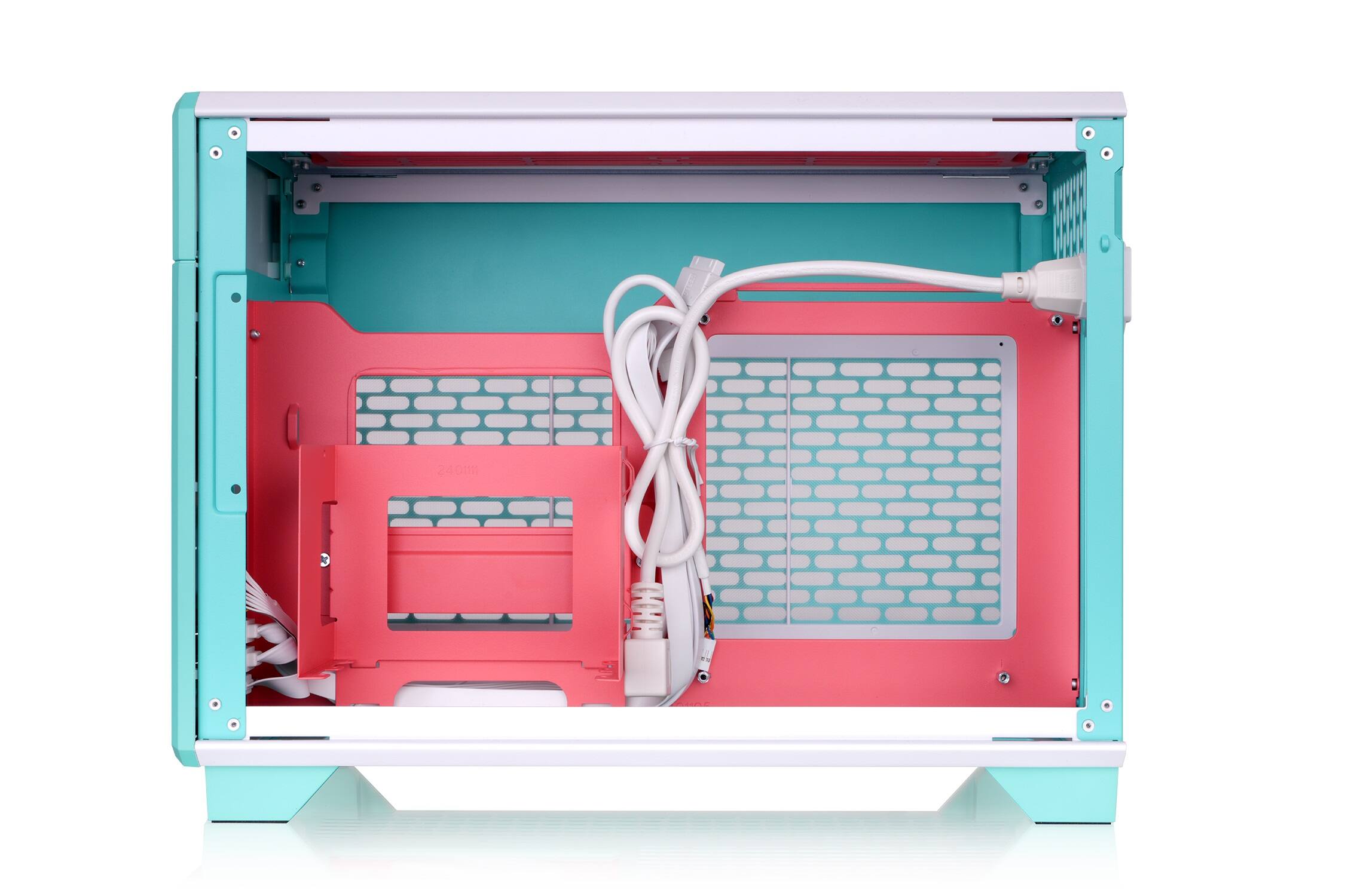 Alt View 1. Thermaltake - TR100 SFF mITX Mini Tower PC Case with PCIe 4.0 Riser Cable Included - Mint Strawberry.