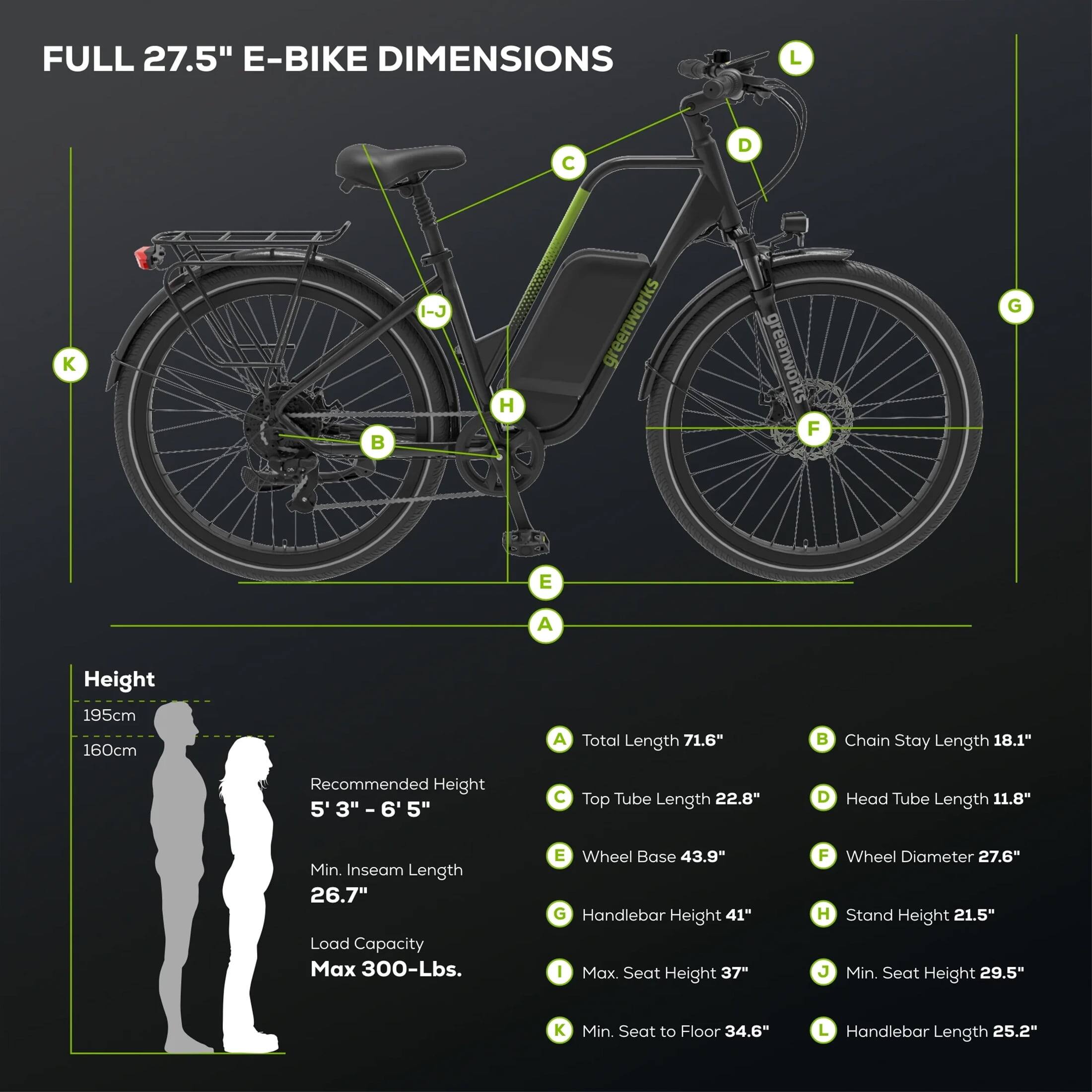 Alt View 4. Greenworks - Greenworks 60V Electric Commuter Bike for Adults, 27.5" Tires, 500W Peak Motor, with Removable Battery & Charger - Green.