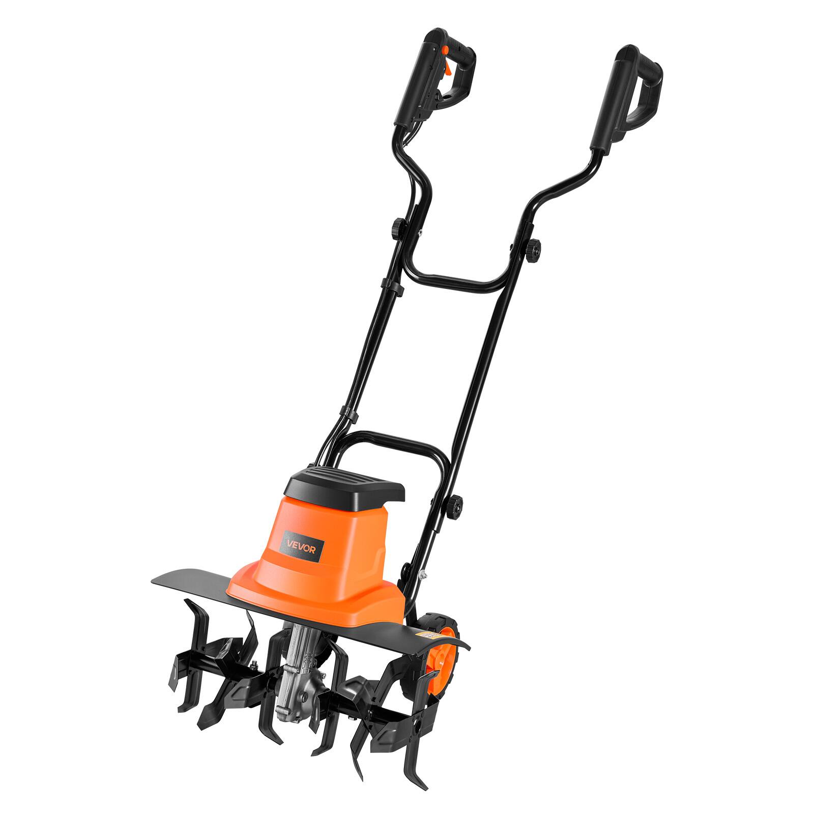 Alt View 5. VEVOR - Corded Electric Tiller, 18 Inch Tilling Width Garden Rototiller, 13.5-Amp Motor Heavy-Duty Tilling Machine, Cultivator - Black;Orange.