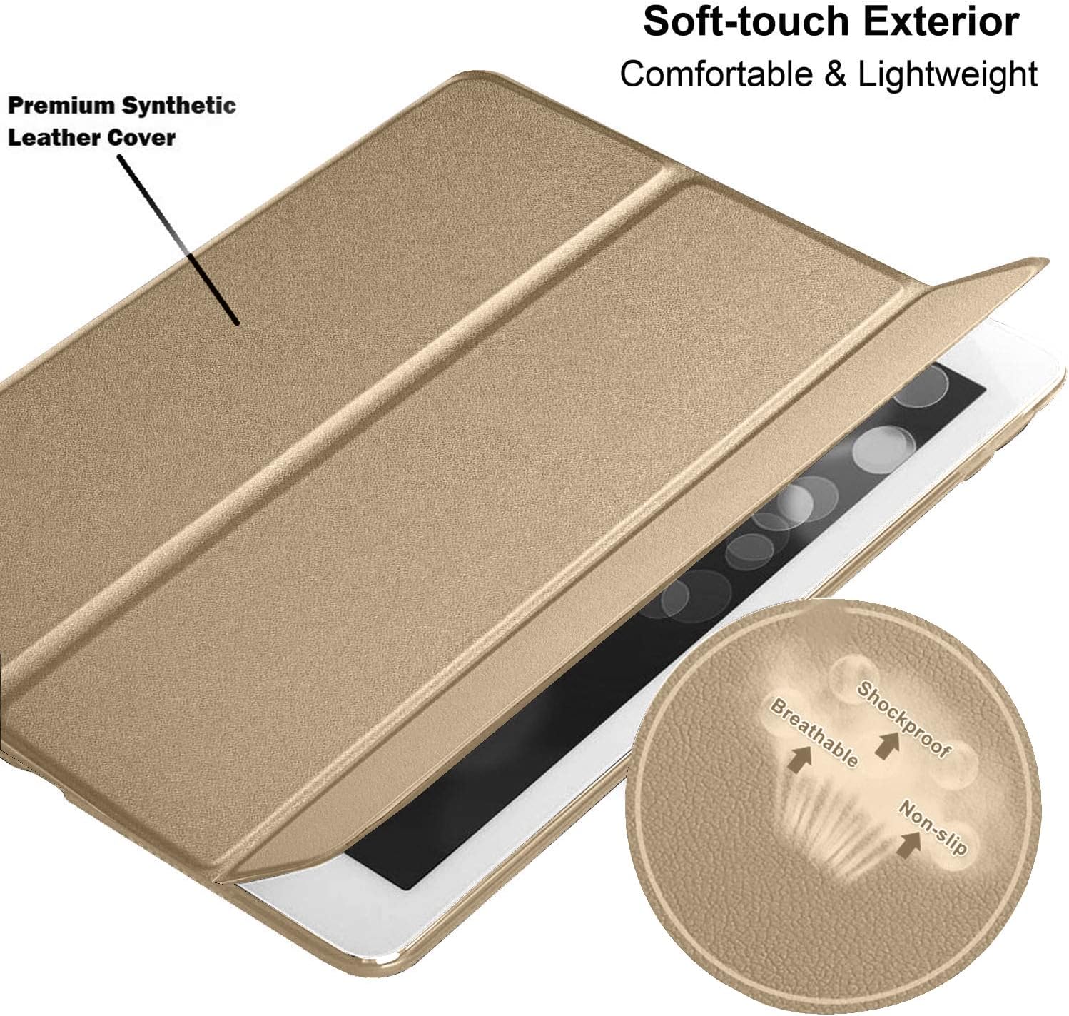 Premium Synthetic Leather Cover  
Soft-touch Exterior  
Comfortable & Lightweight  
Breathable  
Shockproof  
Non-slip
