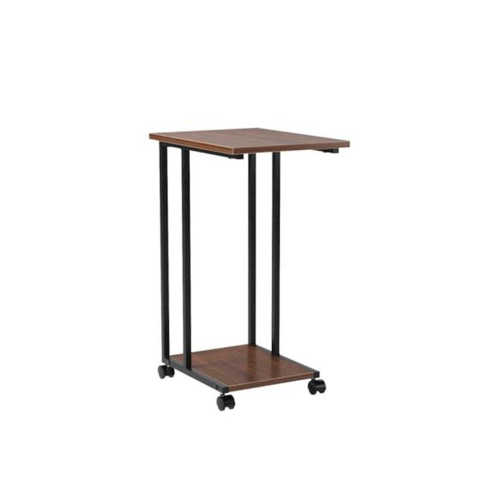 Alt View 4. JJS - Side End C Table For Sofa - Walnut/Black.