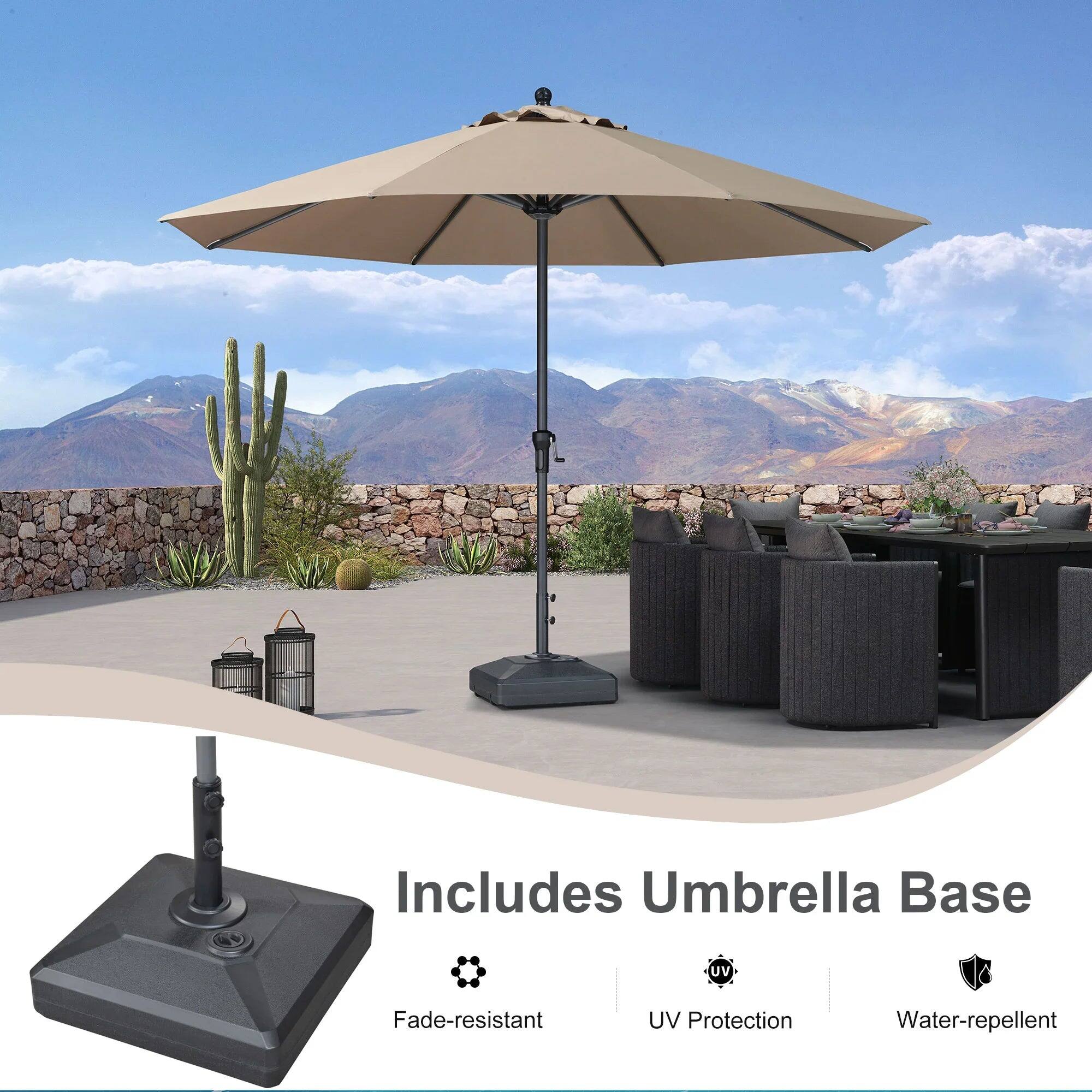 Includes Umbrella Base  
Fade-resistant  
UV Protection  
Water-repellent