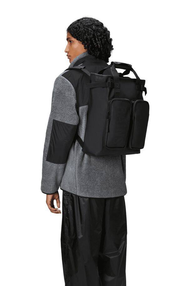 Alt View 2. RAINS - Texel Tote Backpack - Black.