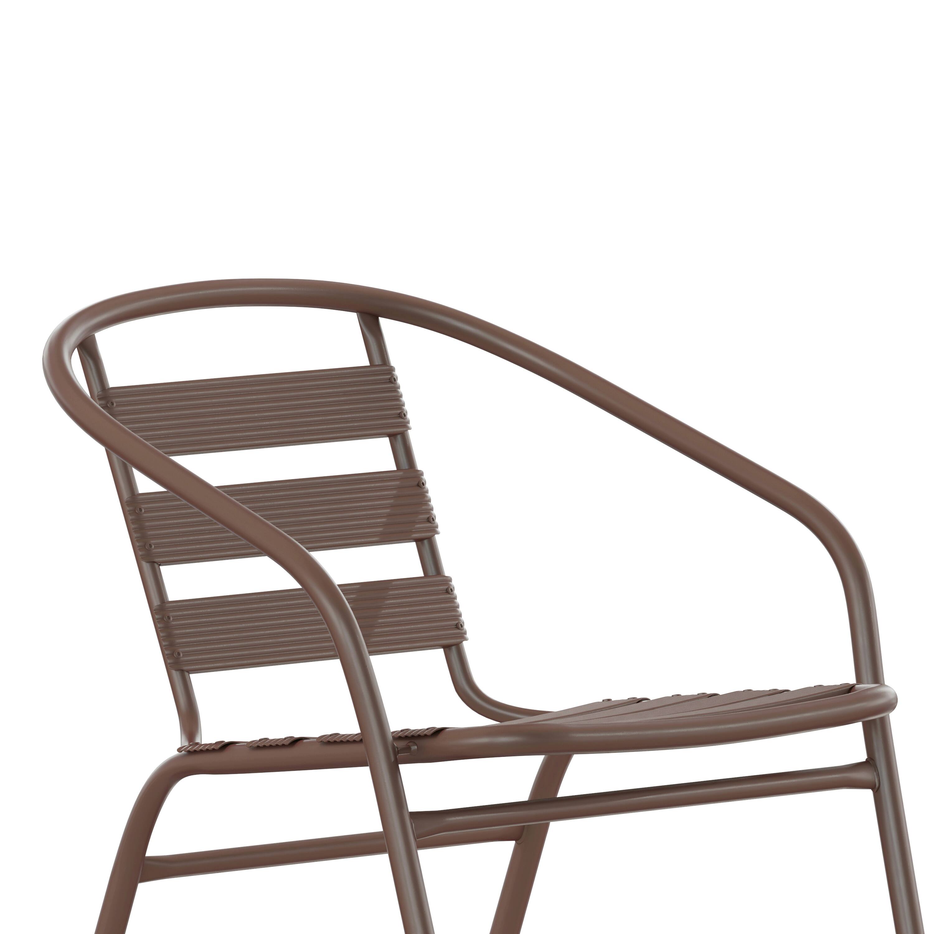 Alt View 10. Emma + Oliver - Metal Restaurant Dining Stack Chair with Aluminum Slats - Bronze.