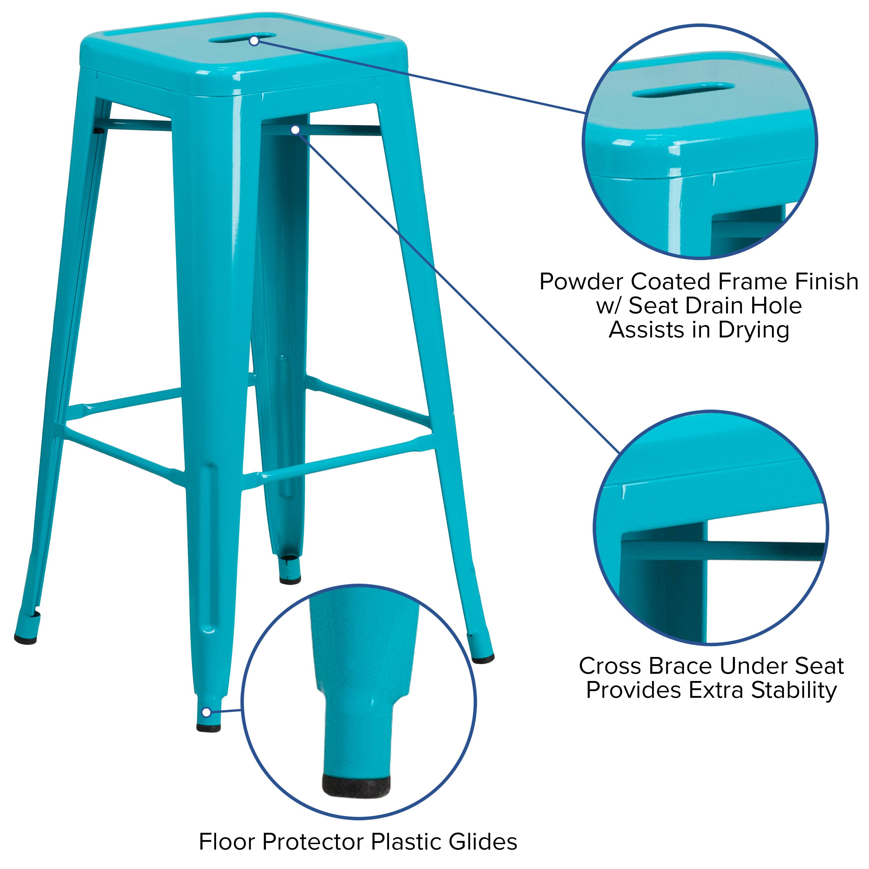 - Powder Coated Frame Finish w/ Seat Drain Hole Assists in Drying
- Cross Brace Under Seat Provides Extra Stability
- Floor Protector Plastic Glides
