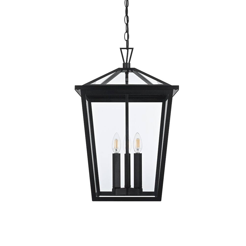 Left. Elegant Lighting - Oxford 7 inch Outdoor Pendant in Black - Black.
