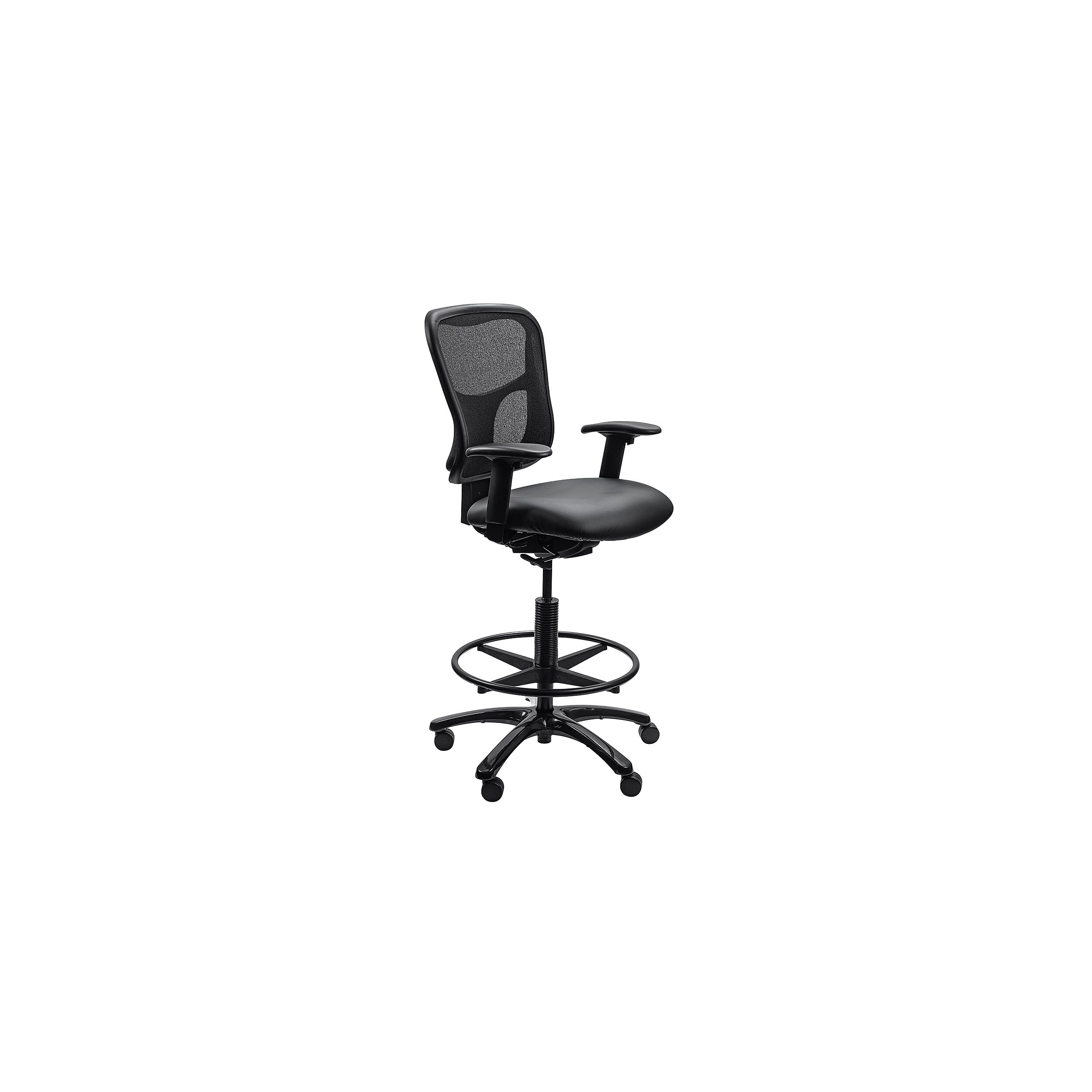 Tempur-Pedic - Vinyl Drafting Chair with Backrest and Footrest with Lumbar Support, (TP8200-DBLKV) - Black