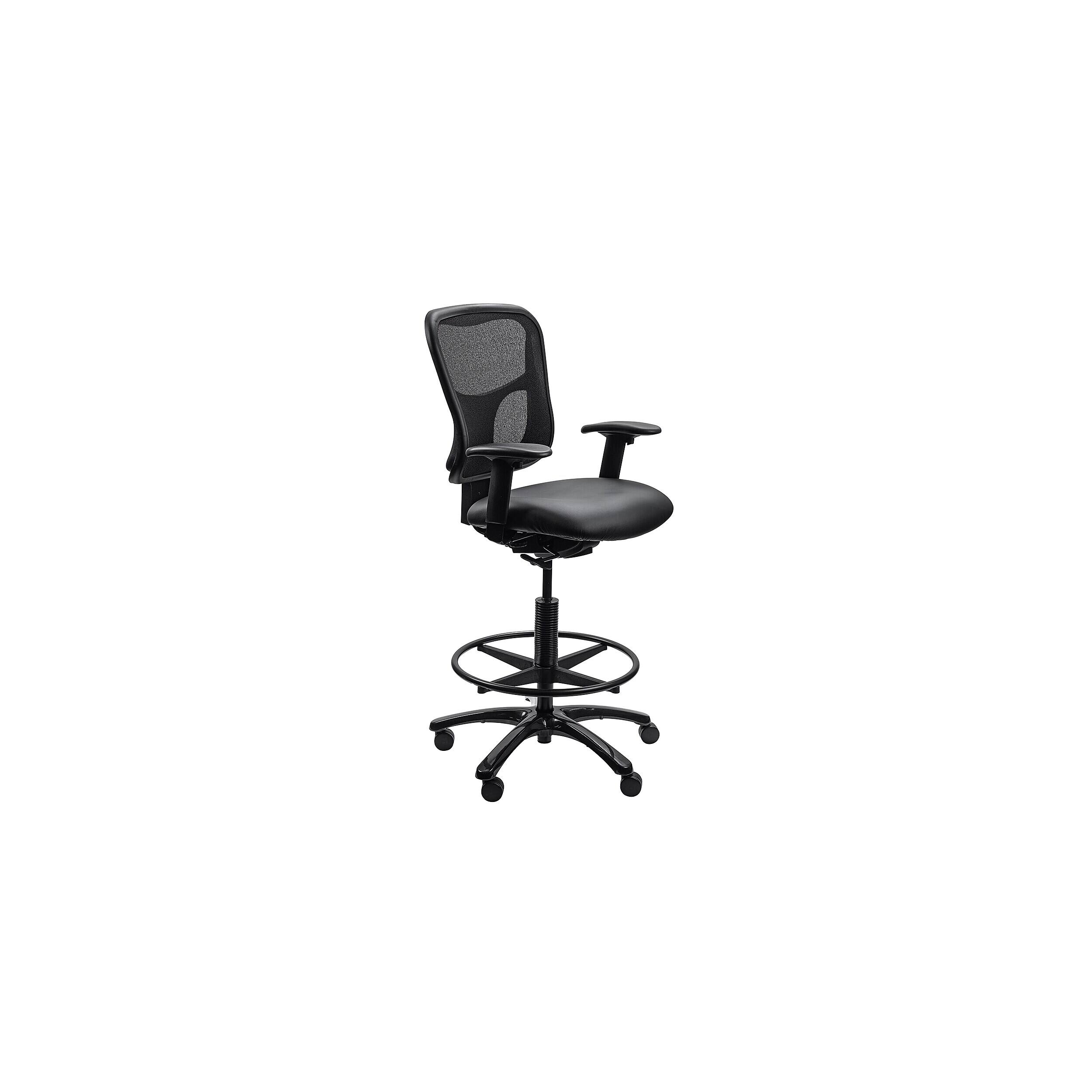 Front. Tempur-Pedic - Vinyl Drafting Chair with Backrest and Footrest with Lumbar Support, Black (TP8200-DBLKV) - Black.