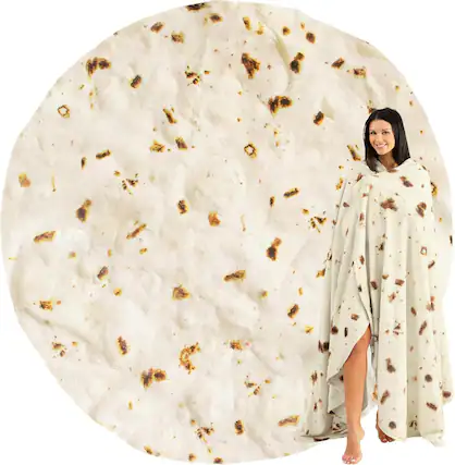 Front. Zulay Kitchen - Zulay Kitchen Novelty Big Premium Soft Round Giant Burrito Tortilla Flannel 280 GSM Blanket 60 Inch - Burrito Tortilla.