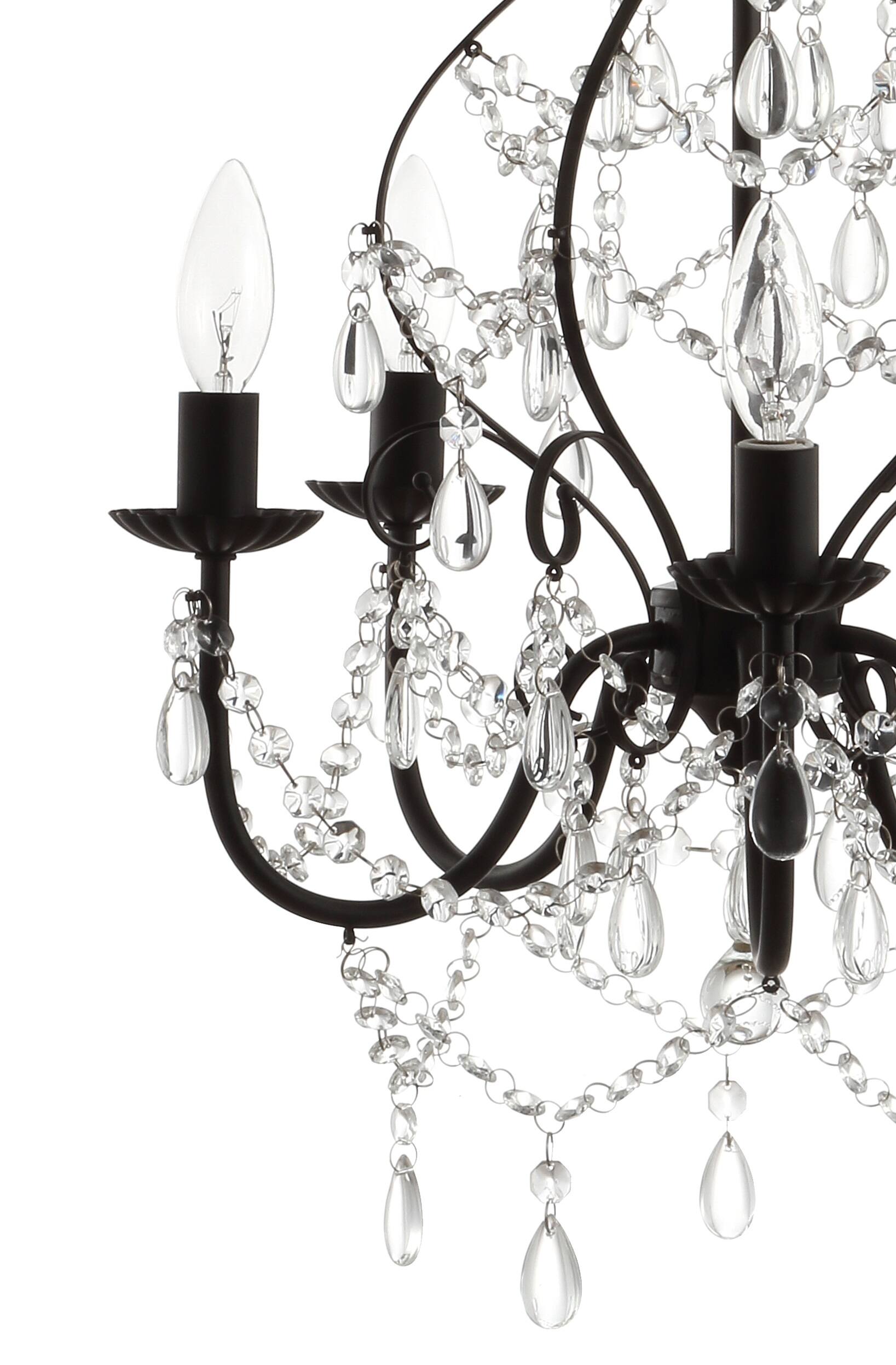 Alt View 5. Jonathan Y - Maura 5-Light 17" Crystal/Metal LED Chandelier, Black - Black/ Clear.