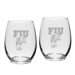 Jardine - FIU Panthers 15oz. 2-Piece Stemless Wine Glass Set - Multicolor