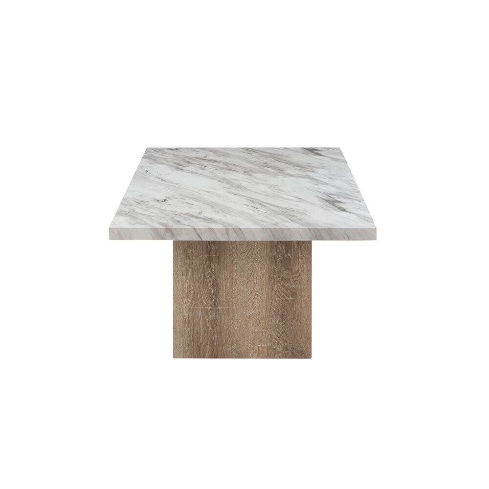 Left. Global Furniture USA - Contemporary Coffee Table, Natural,White - Brown.