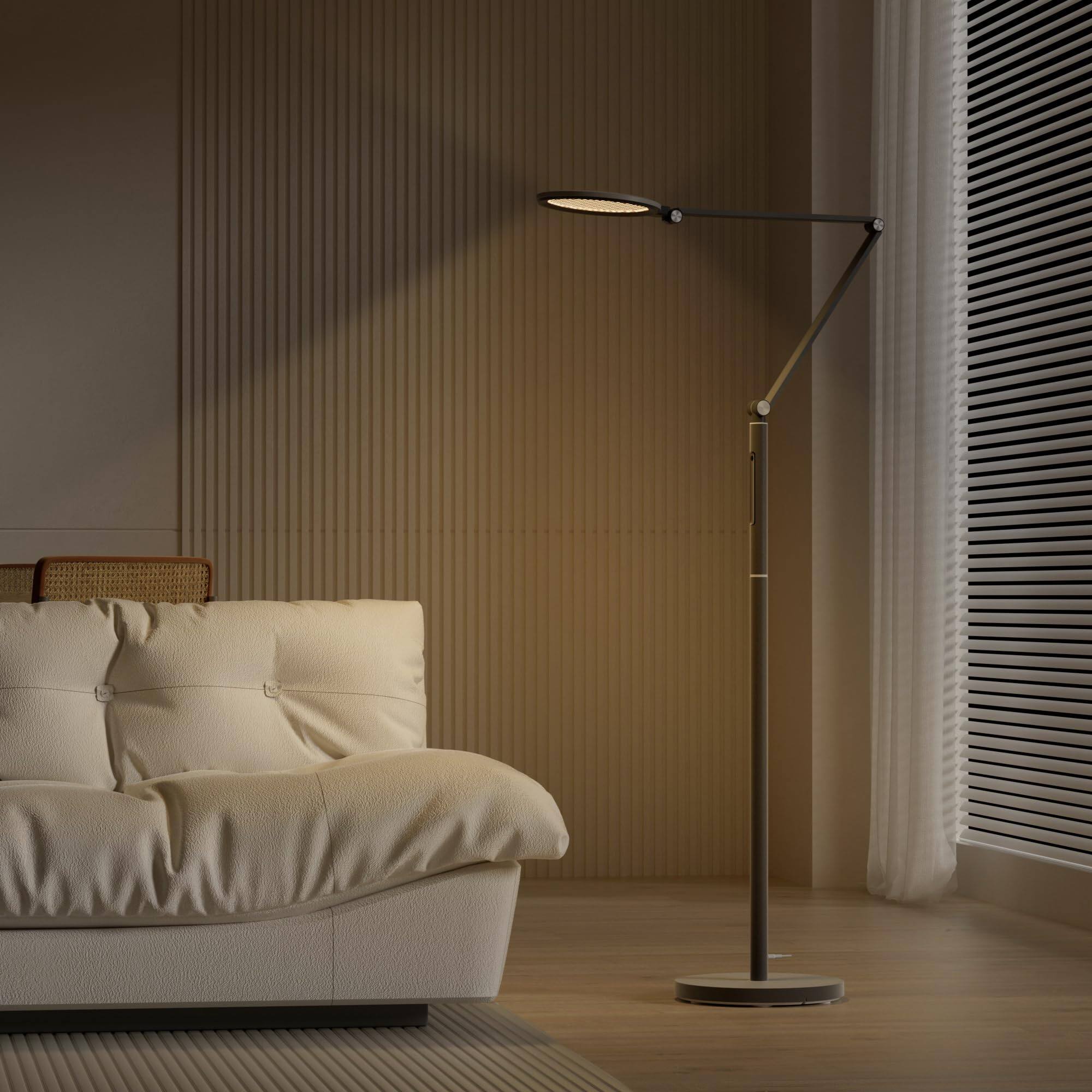 Angle. Honeywell - Honeywell LED Floor Lamp Eye Caring Dimmable Standing Light with Remote Adjustable Tall Lampara - Black.