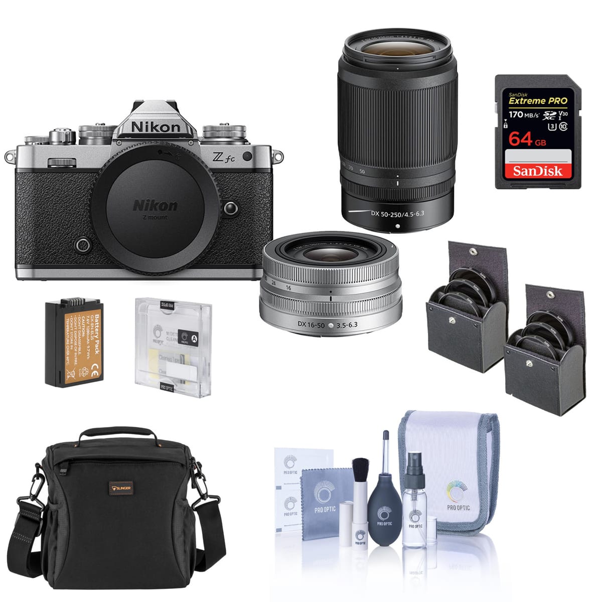 Bundle - Nikon - Z fc DX-Format Mirrorless Camera with NIKKOR Z DX 16-50mm Lens, Silver and 50-250mm Lens, Black with 64GB price history on PriceWatchPro