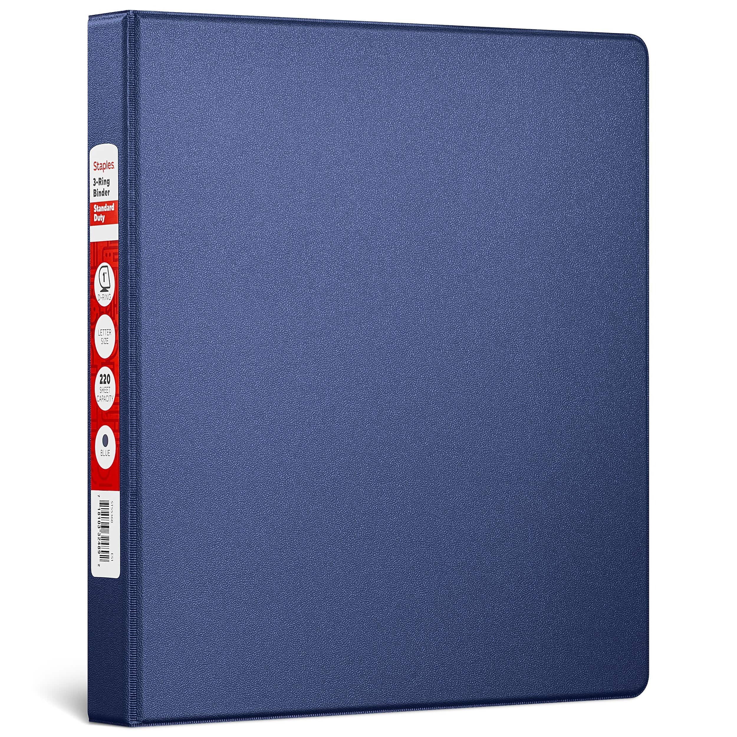 Staples - 1" 3-Ring Non-View Binder, D-Ring, Navy (26408-CC) - Blue