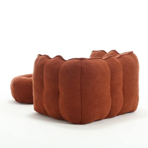 Alt View 5. GOODSILO - Premium Square Bean Bag Sofa with Footstool for Ultimate Relaxation in Living Room and Bedroom - Red+Brown.