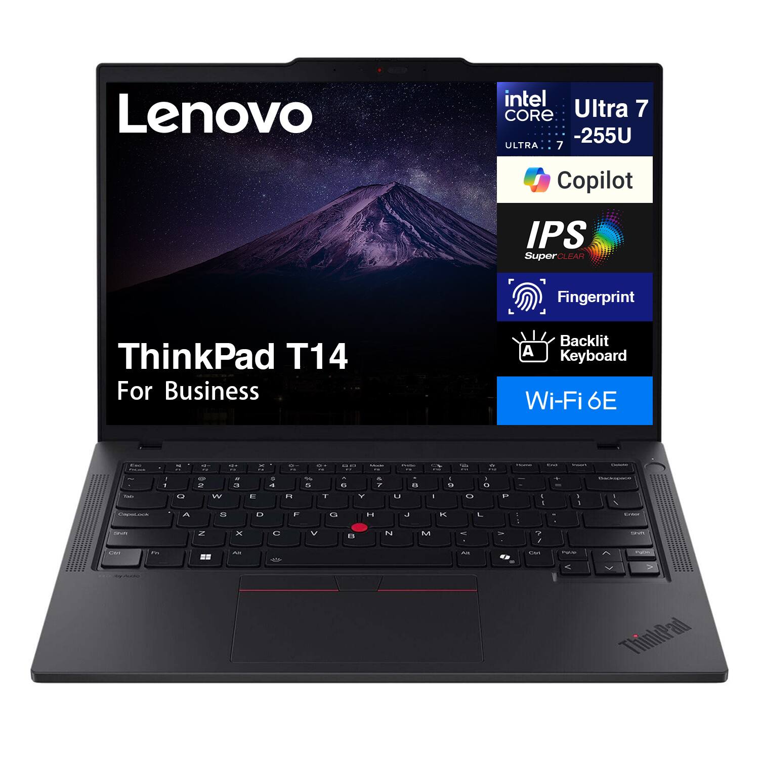 Lenovo - ThinkPad T14 Laptop 14.0 IPS FHD+ Display (Intel Ultra 7-255U, 32GB DDR5, 1TB PCIe SSD, Backlit KB, Win 11 Pro) - Black