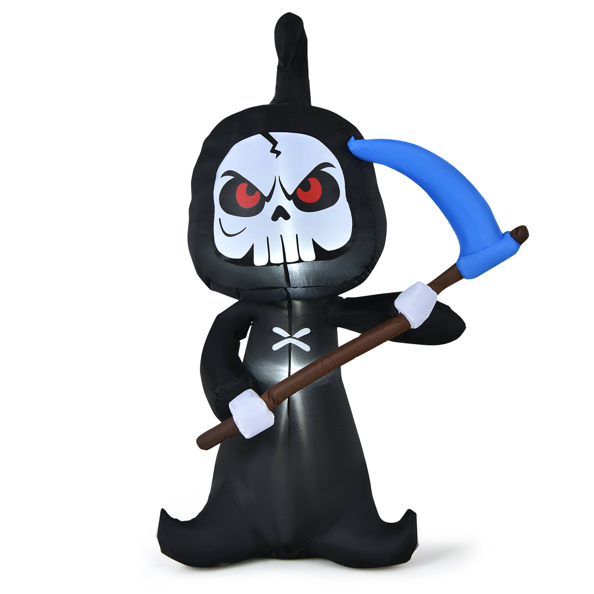 Costway - 6FT Halloween Inflatable Ghost Outdoor Blow Up Decoration w/ LED Lights - Black,White