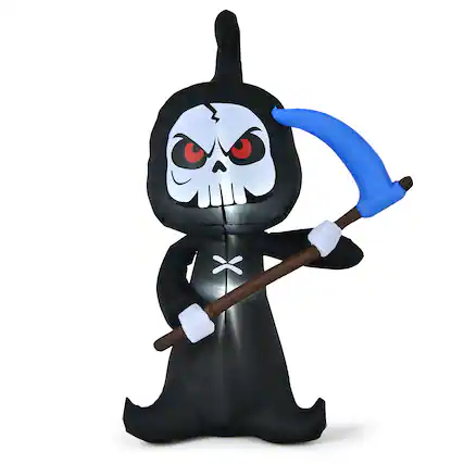 Front. Costway - Costway 6FT Halloween Inflatable Ghost Outdoor Blow Up Decoration w/ LED Lights - Black,White.