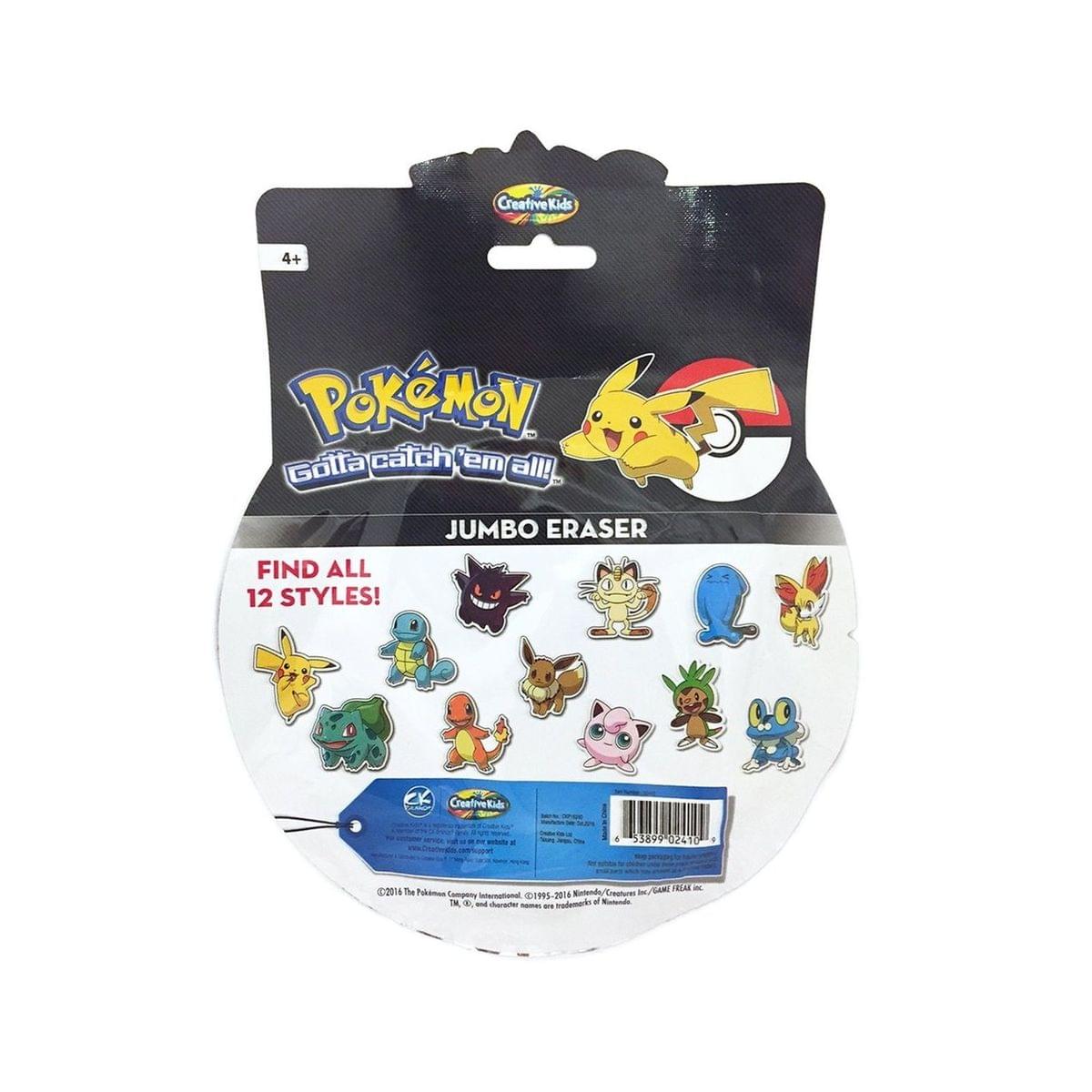 Creative Kids Kids 4+ Pokémon Gotta catch 'em all! FIND ALL 12 STYLES! JUMBO ERASER 3 Creative Kids . . 53899 02416 - So ILA - 20 e Pokmas Company 2016 H Creatures International COmL IN & - mdemoo a - anate .