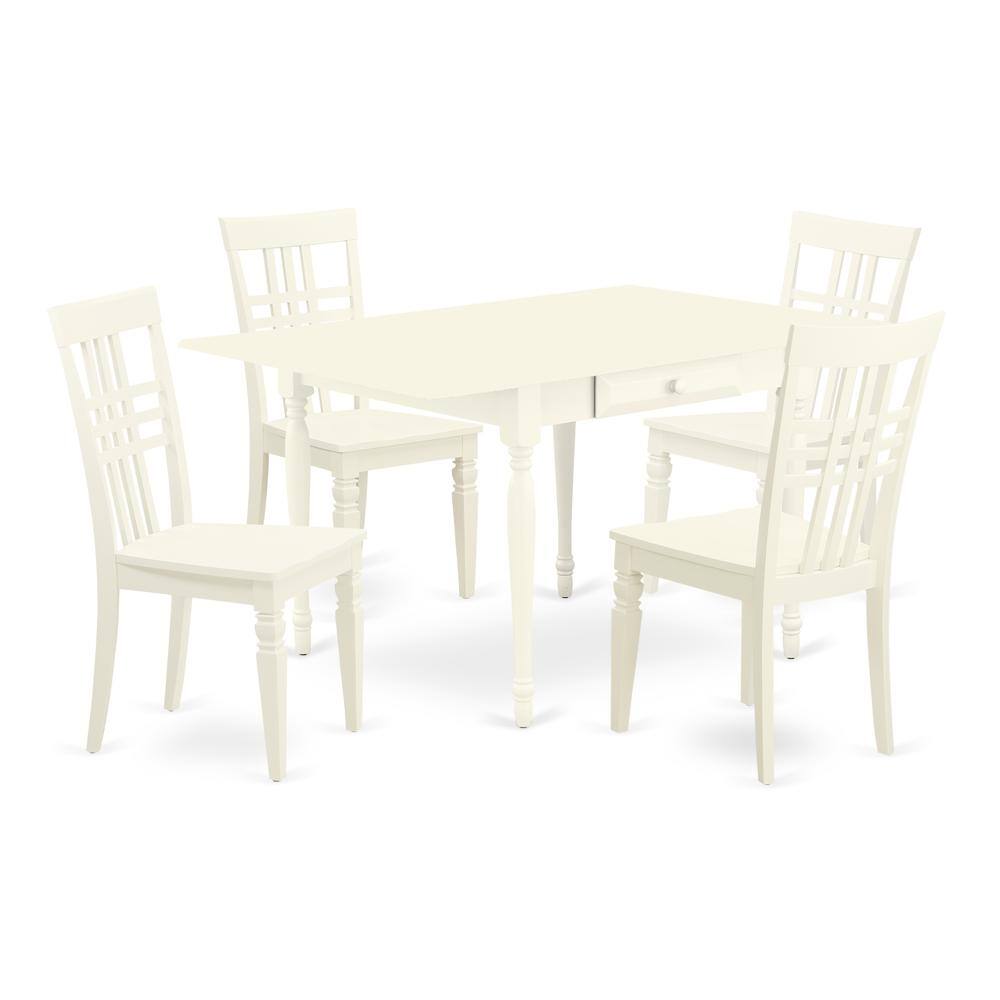 Front. East West Furniture - Dining Room Set Linen White - Brown.