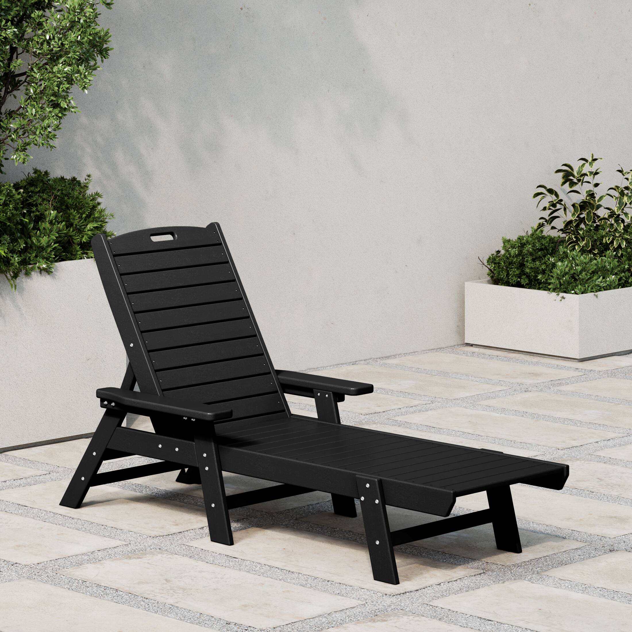 Angle. WestinTrends - WestinTrends Malibu Poly Reclining Chaise Lounge - Black.