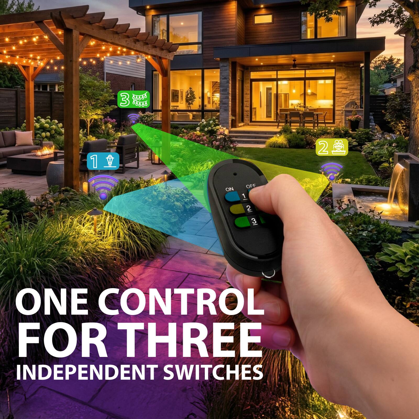 3 8886 + 1 2 2 ON OFF 1 2 3 ONE CONTROL FOR THREE INDEPENDENT SWITCHES