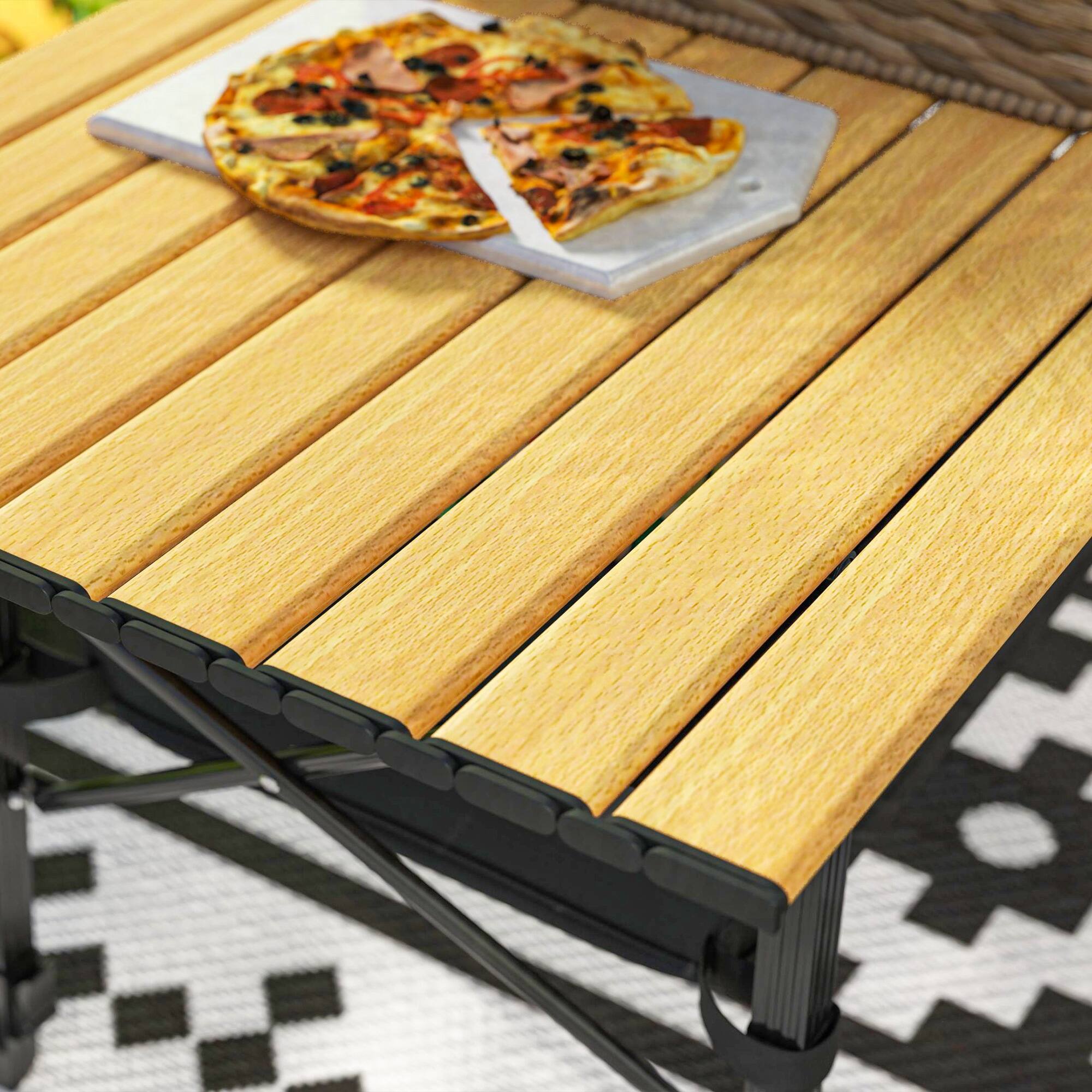 Alt View 8. Outsunny - 3ft Portable Camping Table with Storage Bag, Adjustable Height Aluminum Small Folding Table - Brown.