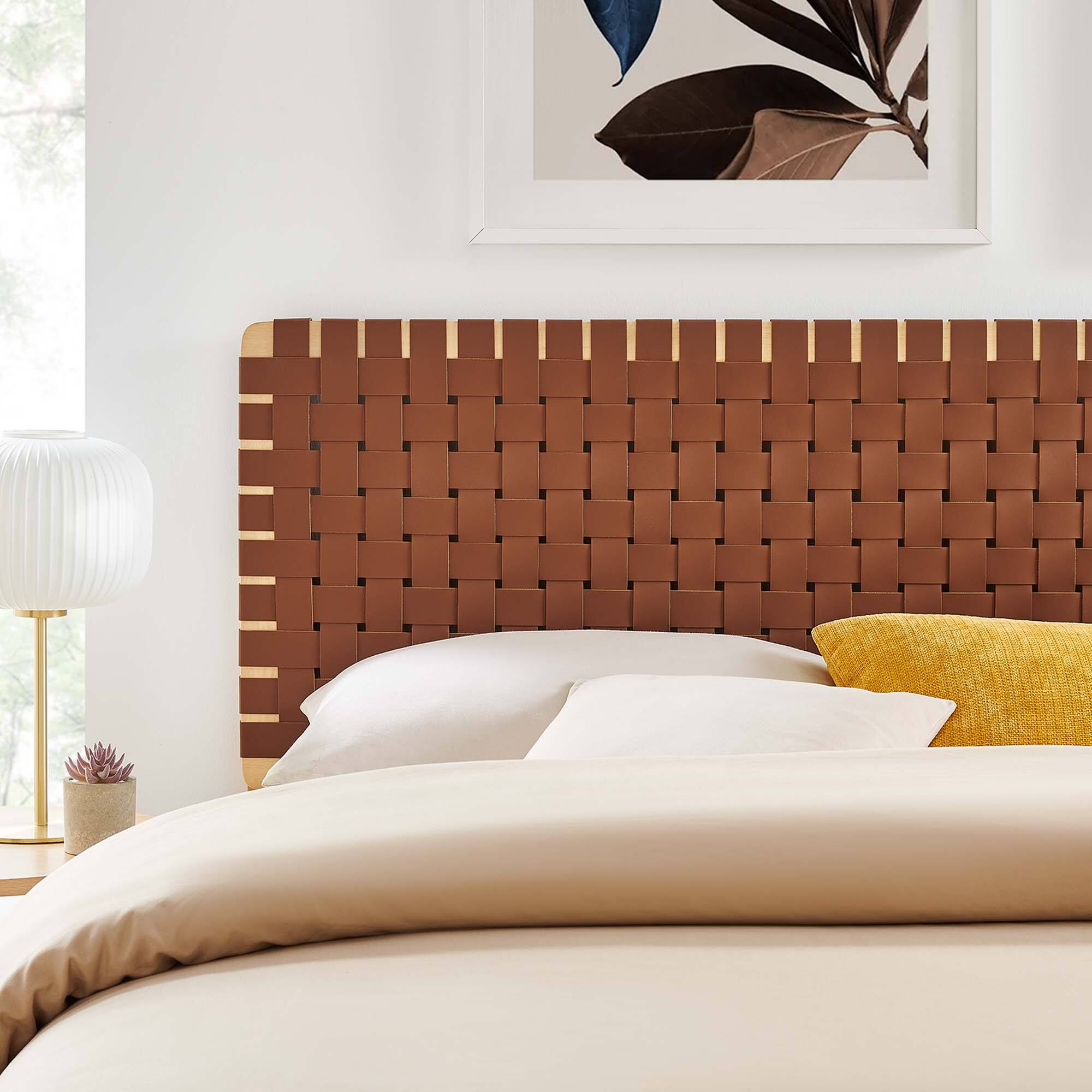 Alt View 4. Modway - Sparta Weave Vegan Leather King Headboard by Modway - Brown.