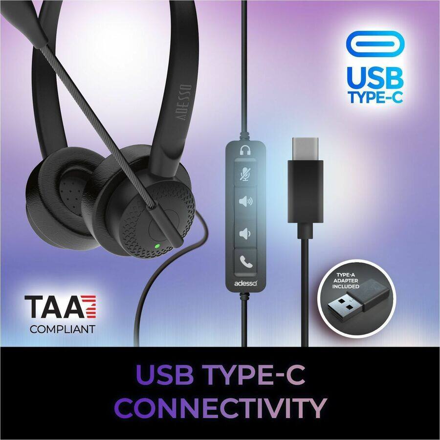 - ADESSO USB TYPE-C TAA COMPLIANT
- USB TYPE-C CONNECTIVITY
- TYPE-A ADAPTER INCLUDED