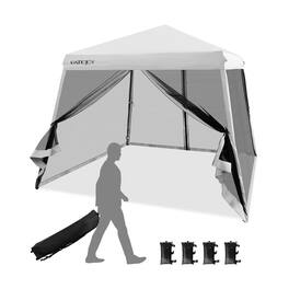 Kadyn - 10 x 10 Feet Pop Up Canopy with with Mesh Sidewalls and Roller Bag-White, Outdoor Gazebo Wedding Party Tent Canopy Tent