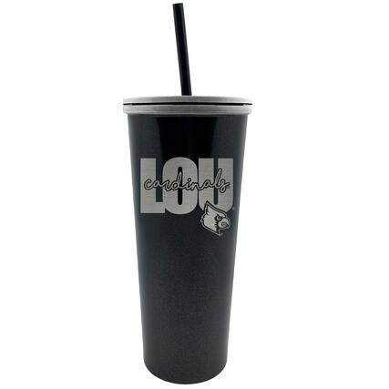 Front. Great American Products - Louisville Cardinals 24oz. Onyx Skinny Tumbler - Multicolor.