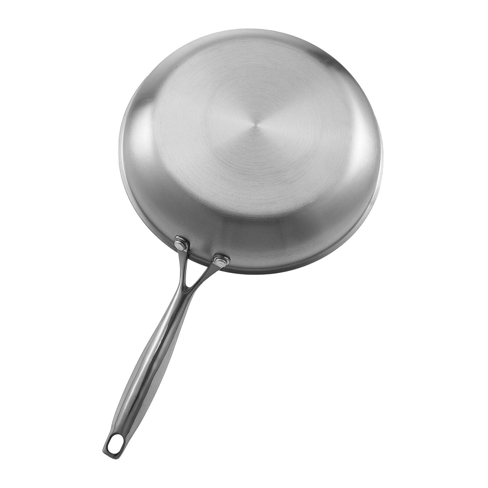 Alt View 10. Glintex - Tri-Ply Stainless Steel Frying Pan Set, 3 Pcs Skillet Cookware for Gas, Electric, Induction, and Oven Cooking - Silver.