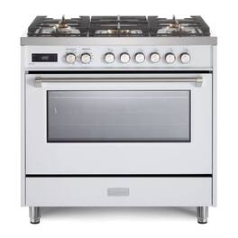 Verona - 36 inch Ultima Collection Dual Fuel Range with 5 Sealed Burners, 5 cu. ft. Oven Capacity (White) - White